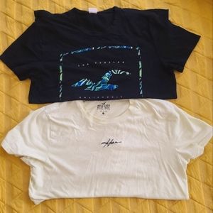 2 Hollister Men Shirt Bundle Small Light Citron Embroidery Black Green/Blue Logo